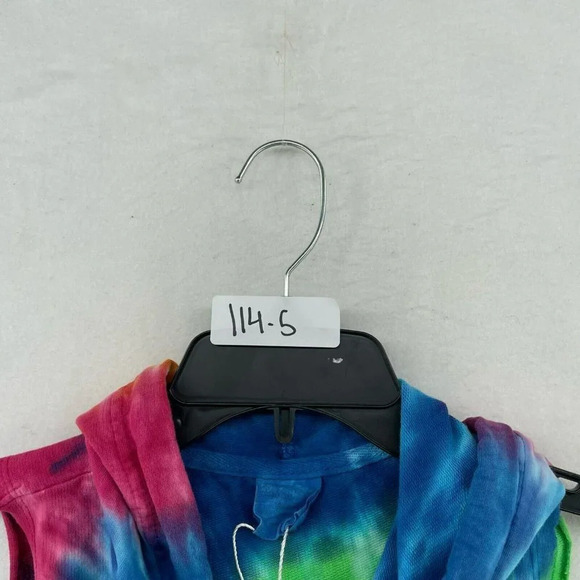 San Diego Tank Top Women's Sm Yellow Blue Tie-dye Boxy Cropped Hooded Drawstring - Picture 10 of 10